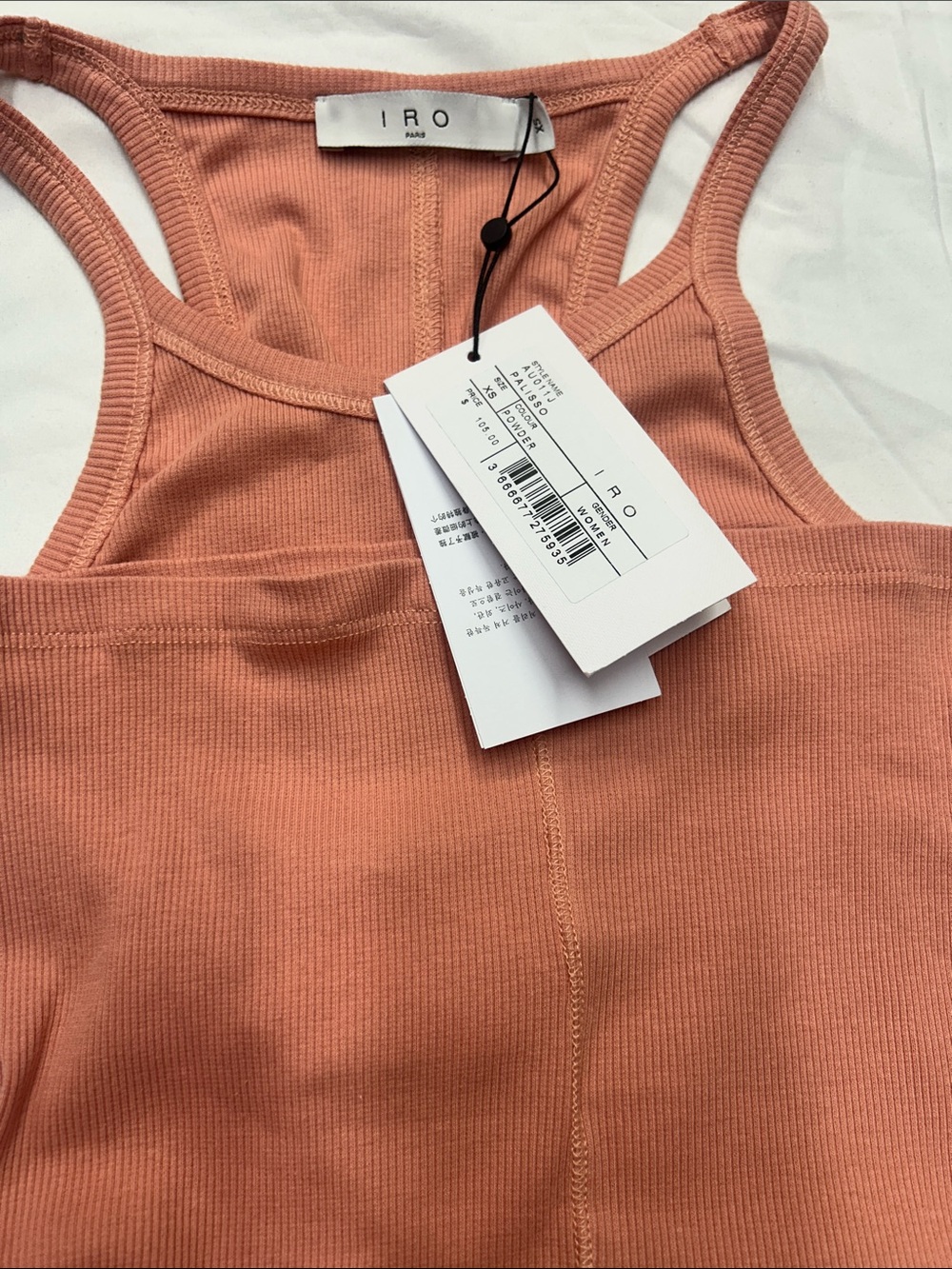 IRO Ribbed Racerback Crop Top in Dusty Coral